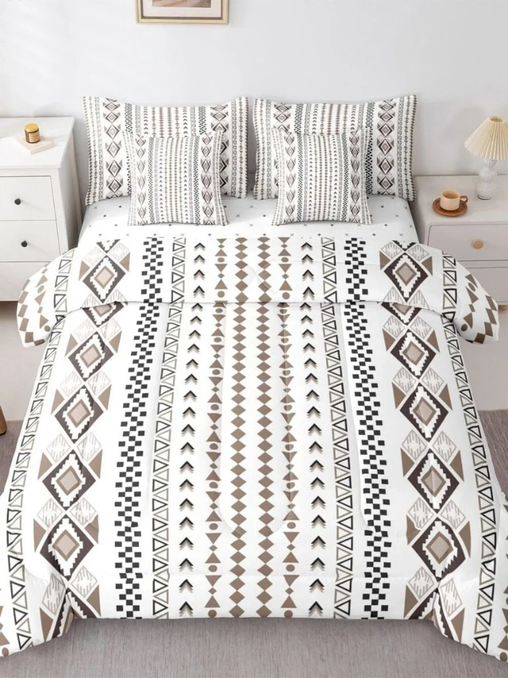 Boho 7 Piece Bedding Set Queen Size Country Western Comforter Set for Teens Kids
